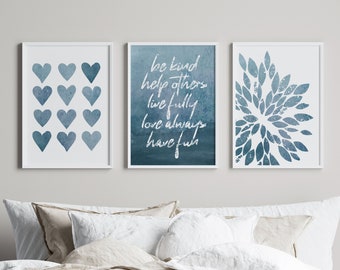 Teenage Girl Wall Decor, Teen Girl Gifts, Positive Quotes for Girls Room Decor, Teal Wall Art for Girls Bedroom, Set of 3 PRINTS OR CANVAS