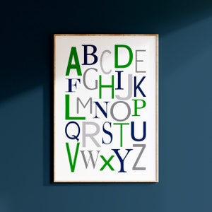 Alphabet Print Playroom Decor, Kids Wall Art for Nursery Decor, Playroom Wall Art Abc Print or Abc Canvas, Abc Poster for Boys Room Abc Sign