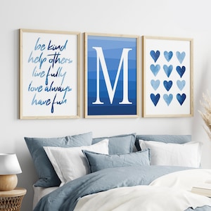 Teen Girl Room Decor Blue, Inspiring Quotes for Girls, Tween Girl Wall Decor, Teenage Girl Bedroom Decor, Set of 3 Heart PRINTS OR CANVAS