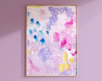 ラベンダーの壁アート装飾、紫の抽象画、紫の壁アートプリントまたはキャンバス、十代の女の子の壁アートパープルピンク、女の子のためのラベンダーの寮の装飾