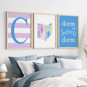 Colorful Dorm Decor for Girls, College Dorm Wall Art, Dorm Sweet Dorm Sign, Girl Dorm Decor, Dorm Art, Set of 3 Dorm Room PRINTS OR CANVAS