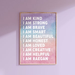 Positive Affirmations for Girls Room Decor, Personalized Gift for Girl, Quotes for Girls Bedroom Decor, Girl Affirmations PRINT OR CANVAS