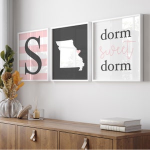 Dorm Sweet Dorm, Dorm Room Decor, College Dorm Decor Girl Dorm Decor, Dorm Wall Art, Dorm Posters - Set of 3 Prints or Canvas Art for Dorm