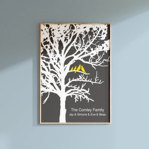 Family Tree Print - Family Tree Decor - Family Tree Sign - Family Tree Wall Art - Birds in a Tree - Gift for Parents - PRINT OR CANVAS
