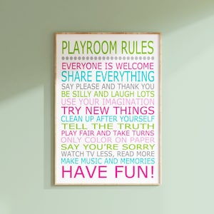 Playroom Rules - 13x19 Quote Print - Modern Nursery Childrens Decor - Kids Wall Art - Nursery Decor - Nursery Wall Art - CHOOSE YOUR COLORS