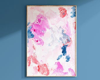 Colorful Abstract Art Print or Canvas, Teen Girl Wall Art Hot Pink, Pink Abstract Wall Art, Girls Dorm Decor