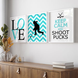 Girl Hockey Decor Girl Hockey Wall Art, Girl Hockey Gifts, Girl Hockey Room Decor, Girl Hockey Art, Set of 3 Hockey Prints or Hockey Canvas