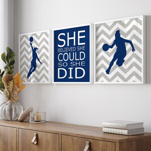 Girls Basketball Wall Art, Girls Basketball Decor, Girls Basketball Prints for Girls Basketball Wall Decor, Set of 3 Sports Prints or Canvas