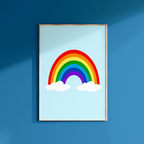 Rainbow nursery print sales