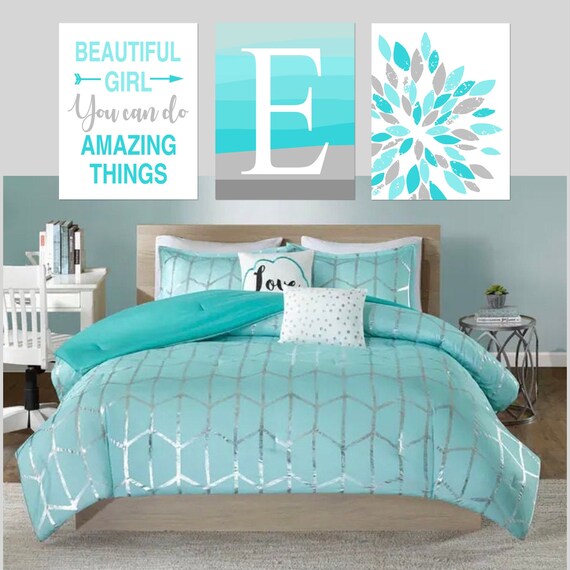 Teal Room Decor For Tween Bedroom Art Teen Girl Room Decor Etsy
