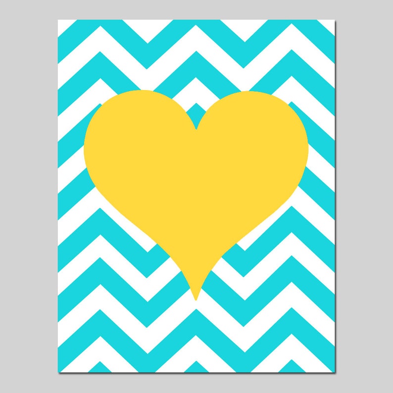 Heart Art Chevron Heart Print CHOOSE YOUR COLORS Baby Girl Nursery Decor Art Heart Nursery Art Heart Nursery Decor Girl Room Decor