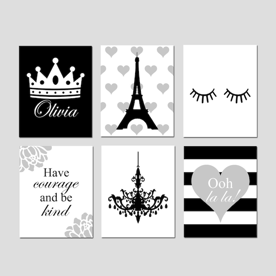 Girl Room Decor Paris Room Decor Girl Wall Art Girl Bedroom Decor Tween Room Decor Black And White Set Of 6 Prints Choose Your Colors