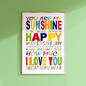 You Are My Sunshine Poster You Are My Sunshine Colorful Print You Are My Sunshine Art - You Are My Sunshine Boys Decor - PRINT OR CANVAS