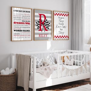 Decoración de carreras, arte infantil de carreras, decoración de dormitorio infantil, cita de carreras, decoración de banderas de carreras, cita de piloto de carreras, juego de 3 impresiones o lienzos de carreras