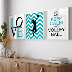 Volleyball Decor Girl Bedroom Decorations Volleyball Wall Art for Girl Room, Volleyball Player, Volleyball Quote, Set of 3 PRINTS OR CANVAS