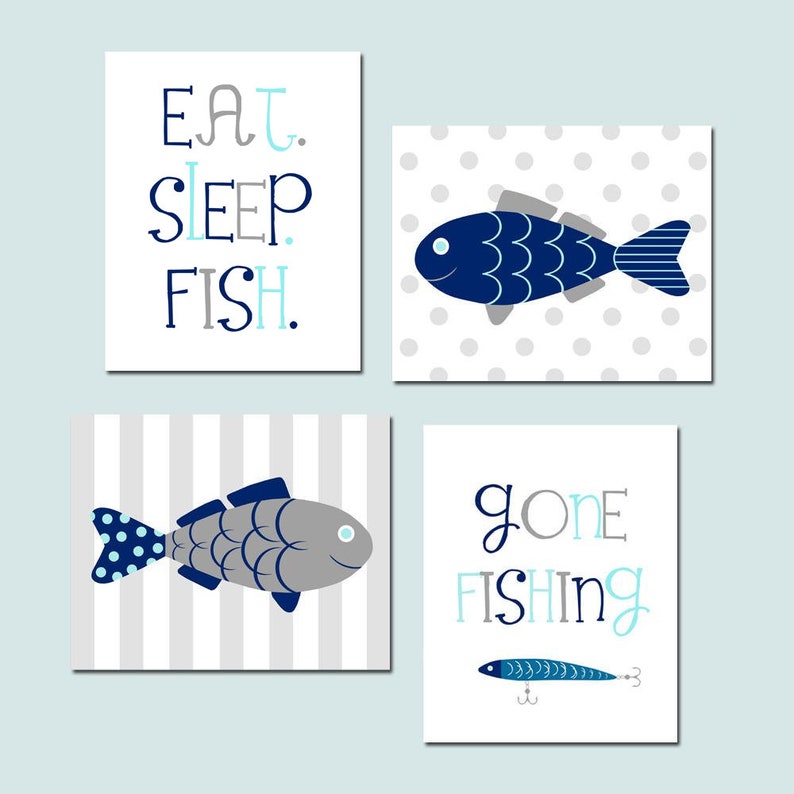 Fishing Nursery Decor Fishing Nursery Art Fish Nursery Wall Etsy