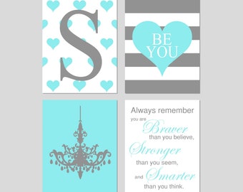 Teal Room Decor for Girl Bedroom Art, Tween Girl Room Decor, Quotes for Girl Bedroom Wall Art Decorations, Set of 4 PRINTS OR CANVAS