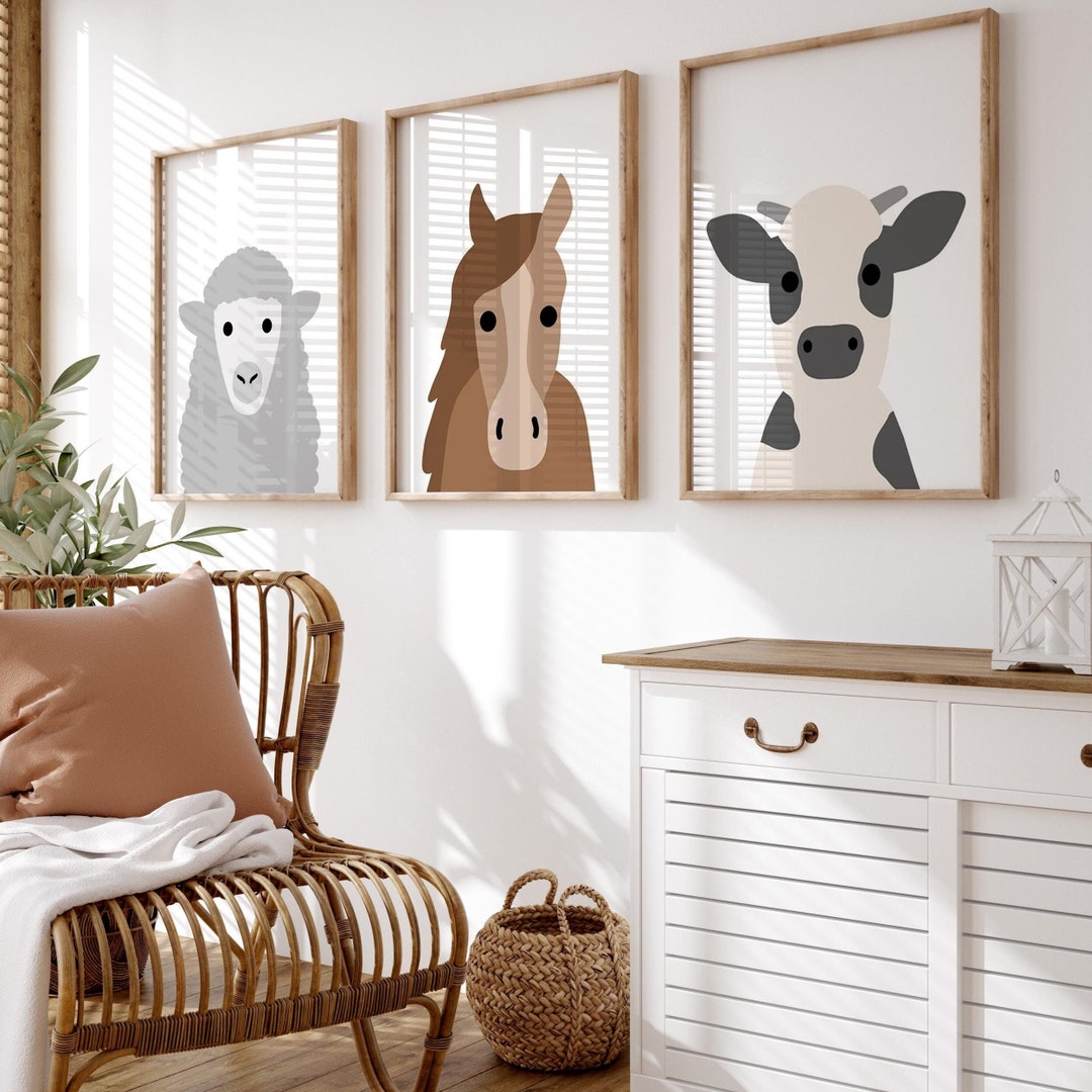 Farm Nursery Decor Neutral, Farm Animal Nursery Prints, Set of 3 PRINTS ...
