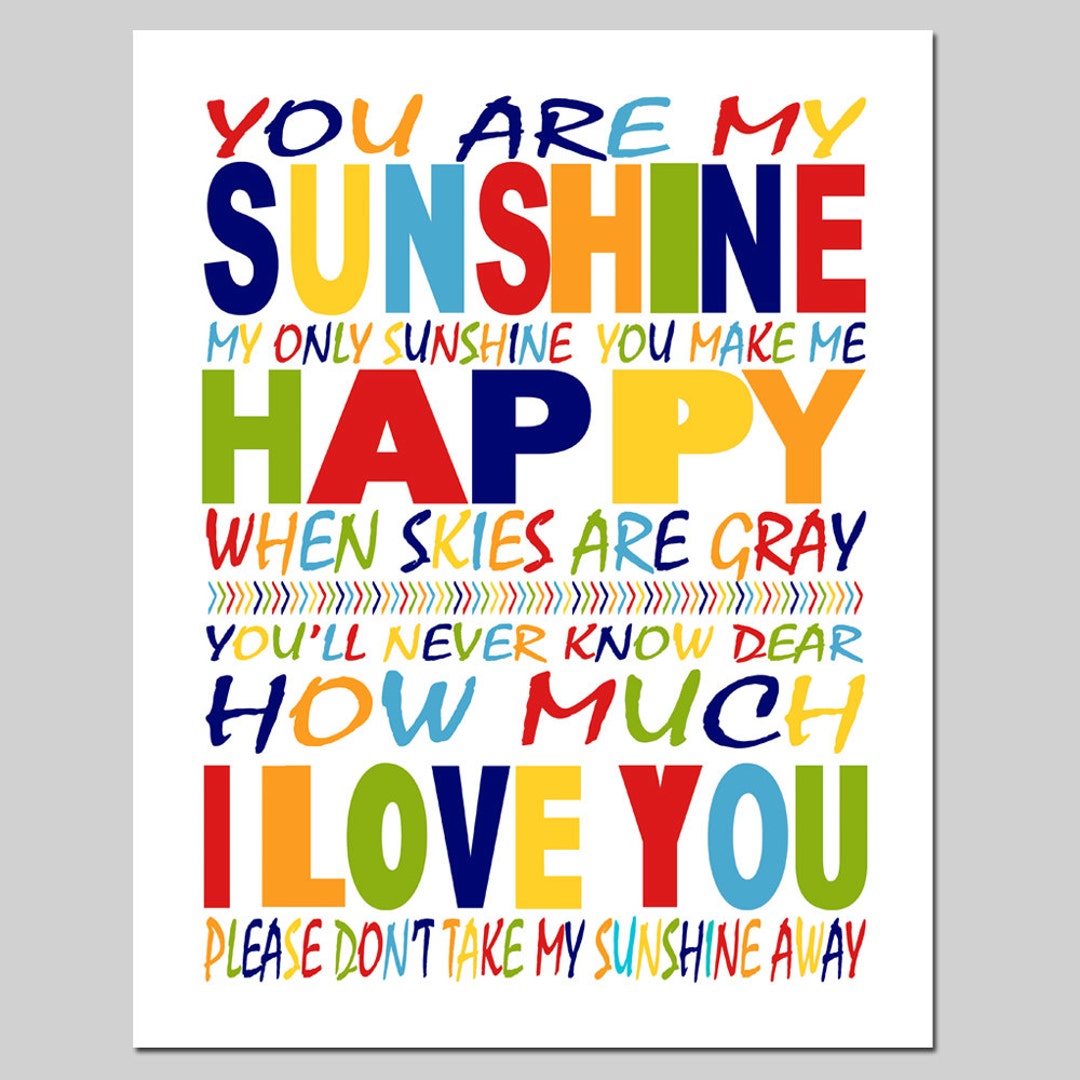 You Are My Sunshine Poster You Are My Sunshine Colorful Print Etsy