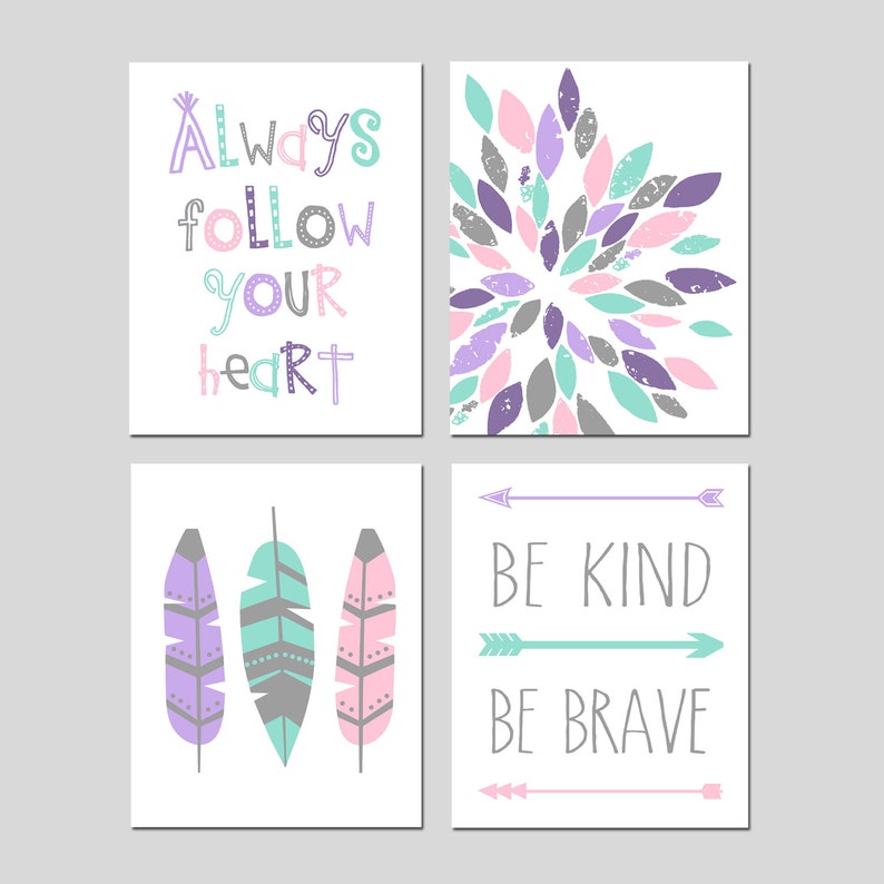 Teen Girl Room Decor Girls Wall Art Tween Bedroom Set Of 4 Prints Choose Your Colors