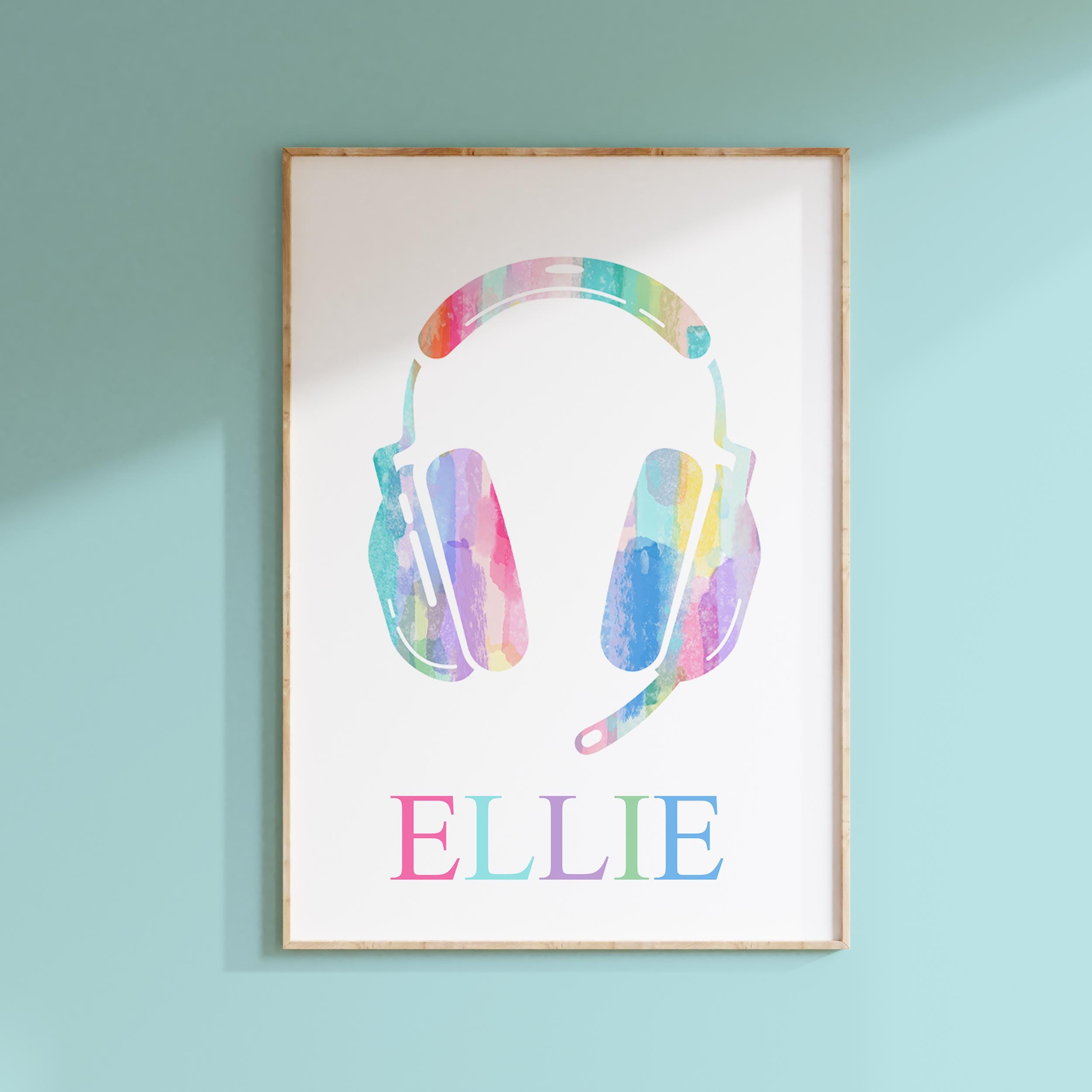 Girl Gamer Decor, Tween Girls Room Decor, Watercolor Video Game Wall Art Print or Canvas, Personalized Gamer Gift