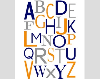 Modern Alphabet - 11x14 Print - Kids Wall Art for Nursery or Playroom - Educational - CHOOSE YOUR COLORS