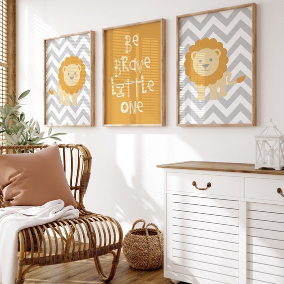 Hello Little One Yellow & Gray Nursery Wall Art Set - 3 Piece Prints For Baby Room Decor