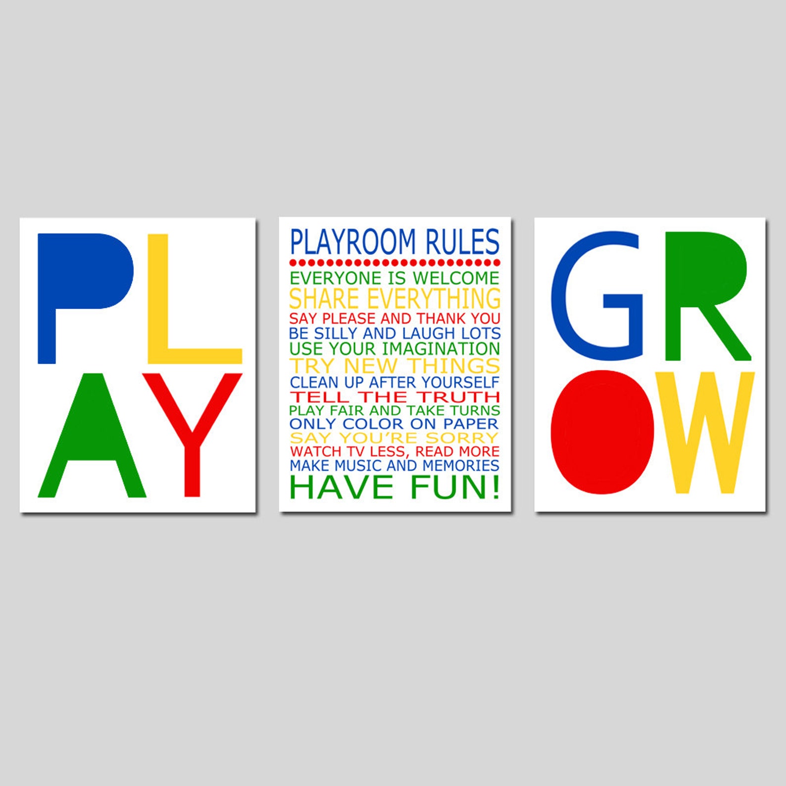 Playroom Wall Art Playroom Rules Sign Playroom Decor Set Etsy