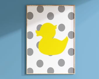 Rubber Duck Bathroom Decor, Ducky Bathroom Print, Baby Duck Print, Ducky Bathroom Art, Kids Bathroom Decor Duckie - CHOOSE YOUR COLORS