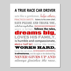 Race Car Nursery Art Race Car Pit Crew Nursery Decor Transportation Nursery Art Boy Nursery Art Quote Race Car Quote CANVAS OR PRINT black/gray/red