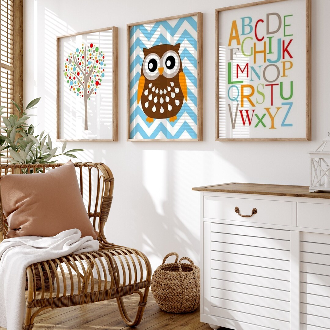 Owl Nursery Decor Neutral Nursery Decor, Tree Top Friends, Set of Three ...