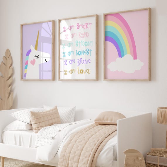 Unicorn and Rainbow Decor for Girls Bedroom Wall Art Unicorn Art Inspiring Quotes for Girl Room Decor Set of 3 Unicorn Prints OR Canvas Etsy Canada