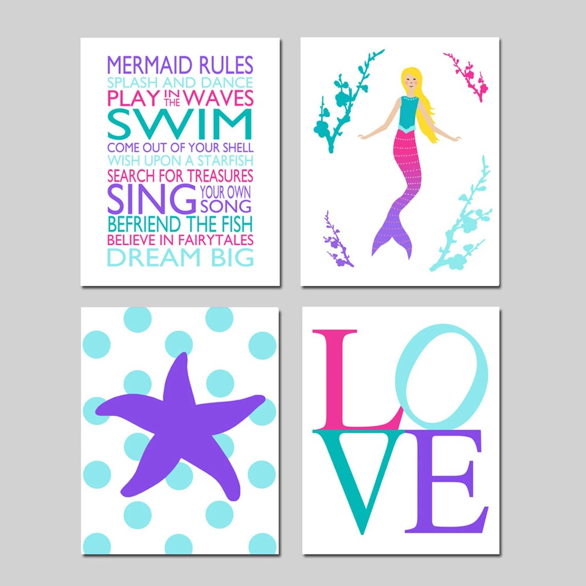 Mermaid Bathroom Art Mermaid Bedroom Art Mermaid Decor Etsy