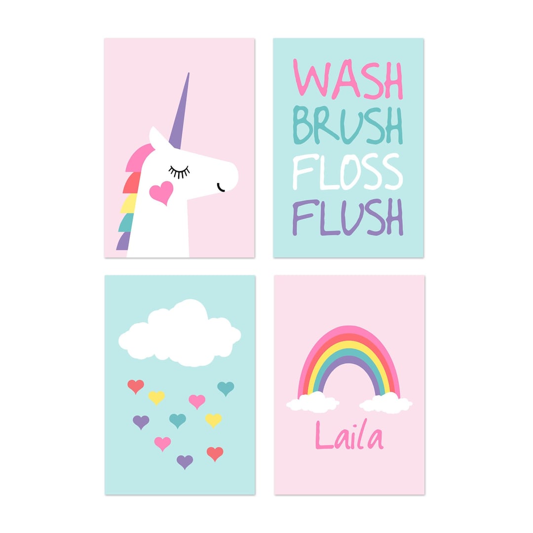 Girls Bathroom Decor Girls Bathroom Wall Art, Unicorn Bathroom Decor