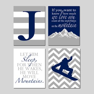 Ski Nursery Decor - Snowboarder Nursery Decor - Snowboarding Decor - Snowboard Decor - Mountain Nursery Decor - Set of 4 PRINTS OR CANVAS