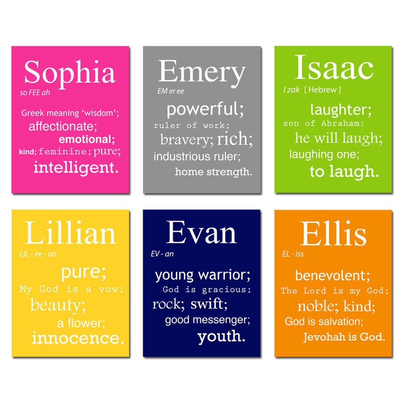 Baby Name and Meaning Print 8x10 Kids Wall Art Nursery Etsy
