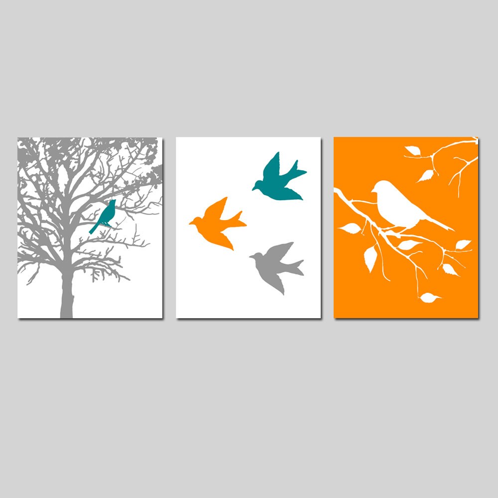 Modern Bird Art Modern Bird Wall Art Set of Three Bird Etsy