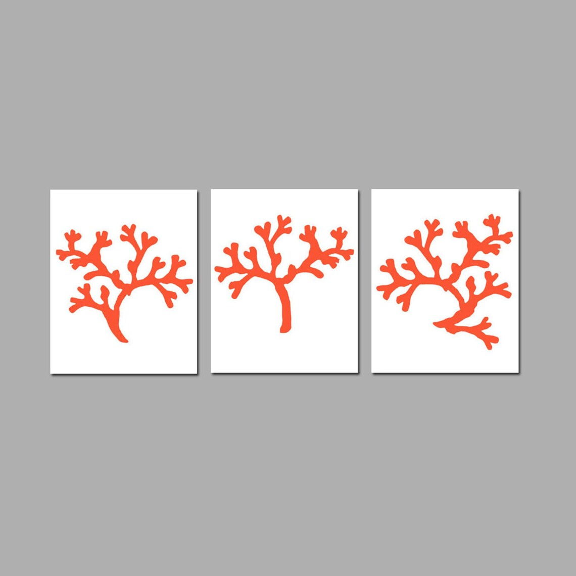 Coral Art Coral Wall Art Coral Bathroom Decor Set of 3 Etsy