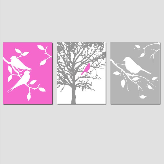 Nursery Art Prints Modern Bird Trio Set of Three 8x10 Etsy