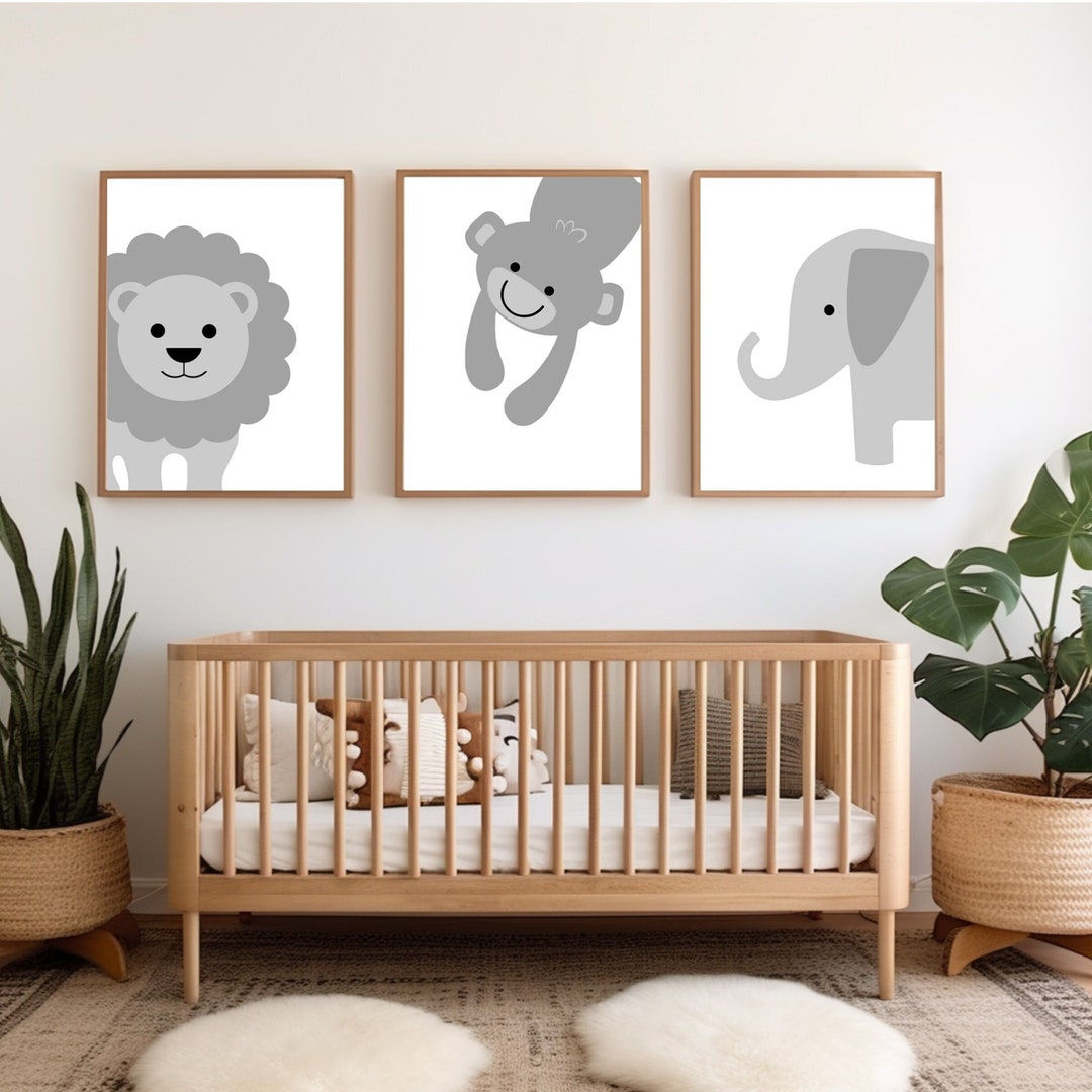 Safari Nursery Wall Art Set of 3 Prints or Canvas, Lion Nursery Decor ...
