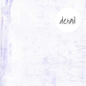 May include: A light purple watercolor background with a white circle containing the word "detail" in black.