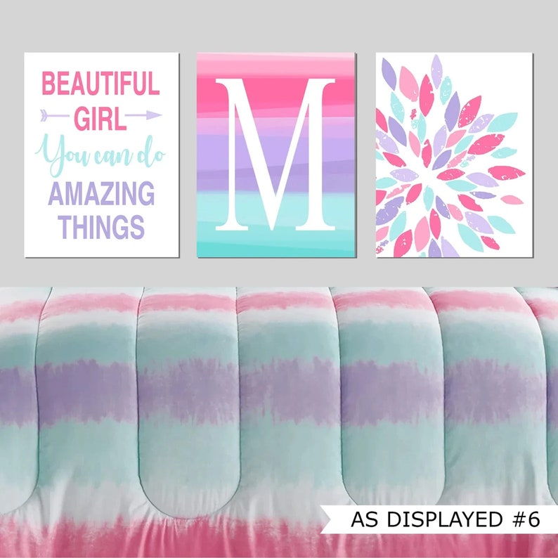 Tween Girl Bedroom Decor, Inspiring Quotes for Girl Room Decor, Teen Girl Room Decor, Ombre Wall Art for Girls, Set of 3 Prints or Canvas As displayed #6