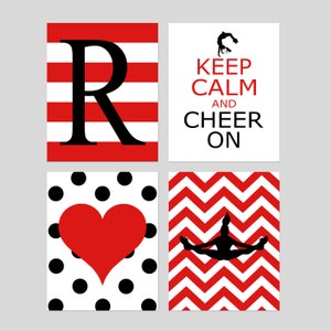 Cheerleading Decor, Cheerleading Room Decor, Cheerleading Art, Cheerleading Bedroom Decor, Girl Room Decor, Set of 4 Cheer Prints or Canvas