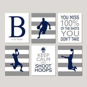 Basketball Room Decor for Boys - Boys Basketball Gifts - Boys Basketball Decor - Set of 6 Basketball Prints or Boys Basketball Canvas Art