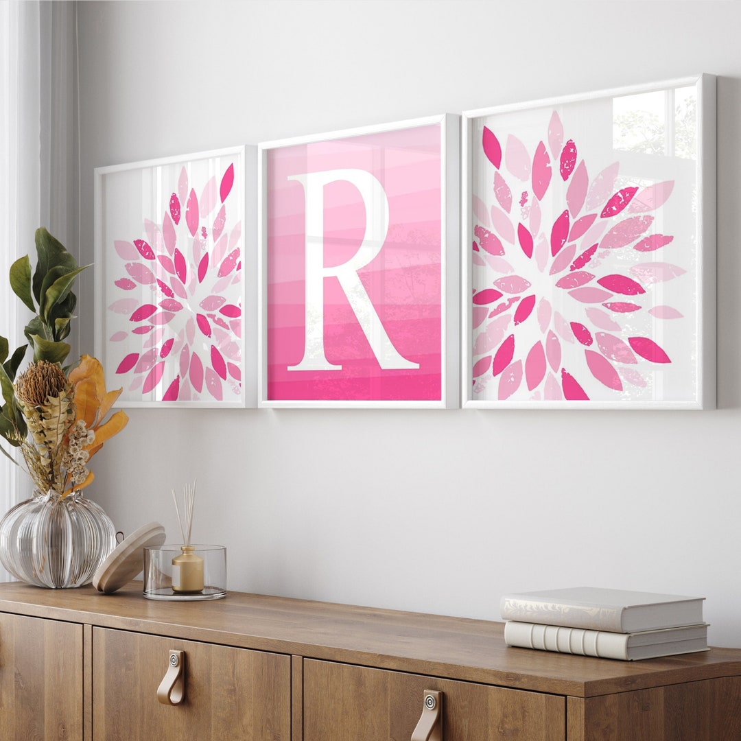 Teen Girl Room Decor Pink Ombre, Tween Girl Wall Decor, Hot Pink Wall ...