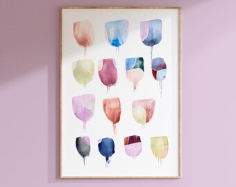 Abstract Floral Art, Colorful Watercolor Art, Tulips Print or Canvas, Girl Nursery Decor Modern
