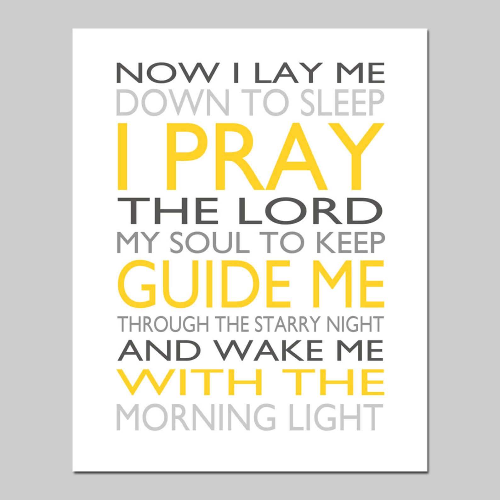 Now I Lay Me Down to Sleep Prayer Nursery Art Quote Print | Etsy