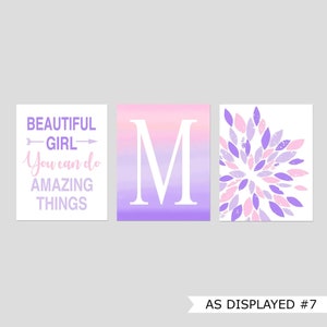 Tween Girl Bedroom Decor, Inspiring Quotes for Girl Room Decor, Teen Girl Room Decor, Ombre Wall Art for Girls, Set of 3 Prints or Canvas As displayed #7