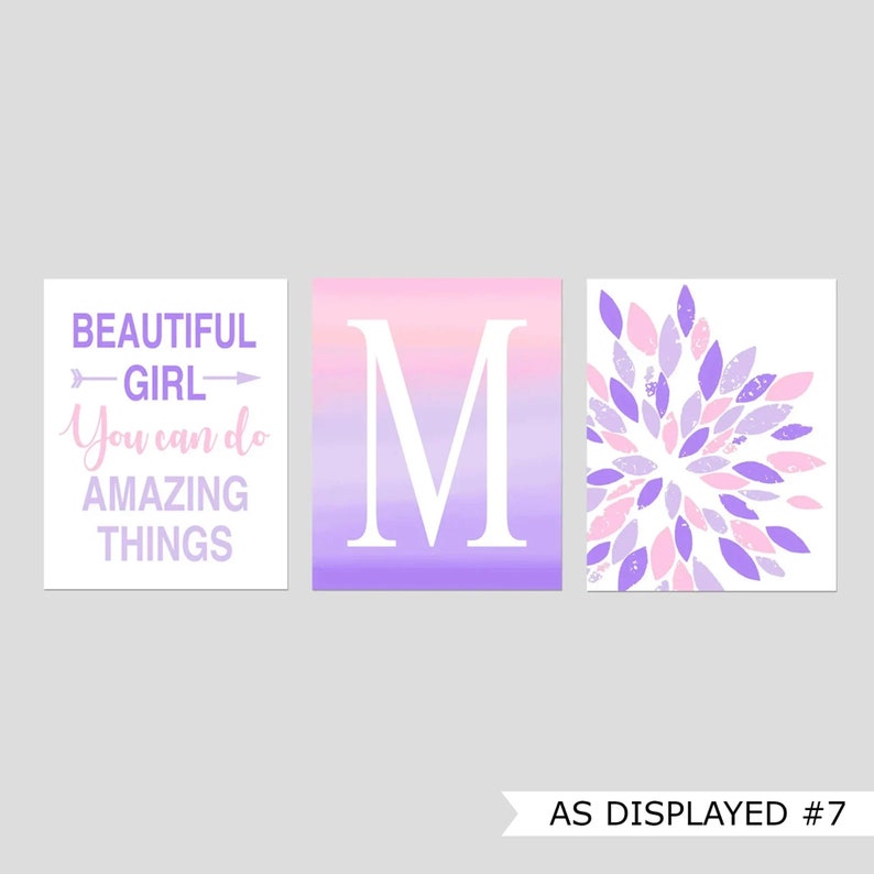 Tween Girl Bedroom Decor, Inspiring Quotes for Girl Room Decor, Teen Girl Room Decor, Ombre Wall Art for Girls, Set of 3 Prints or Canvas As displayed #7