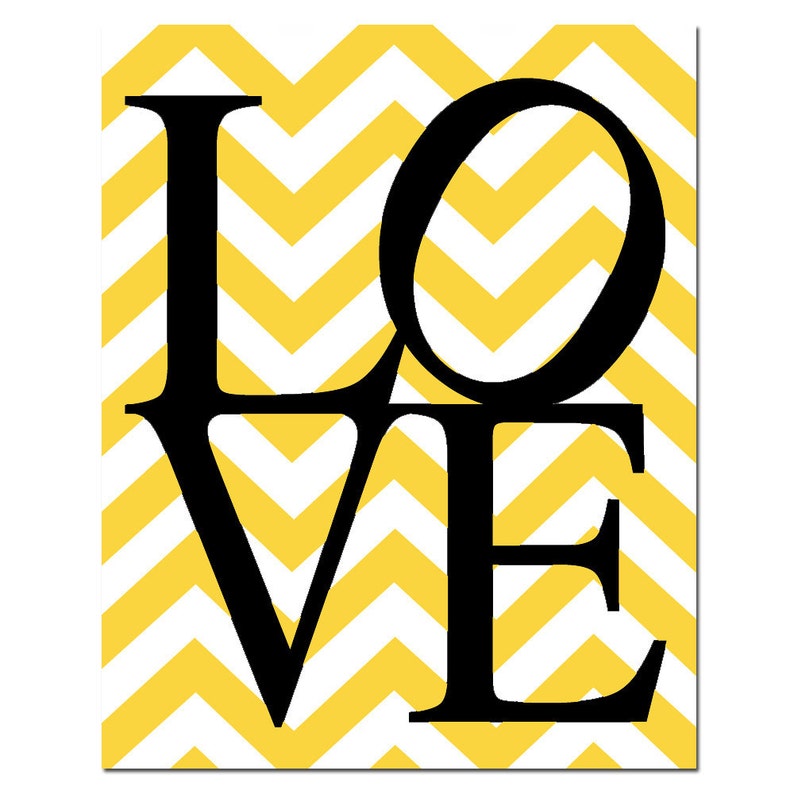 Chevron Love Print Love Wall Art Modern Nursery Art Etsy